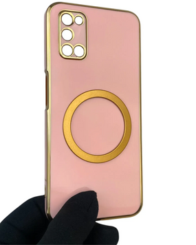 Чехол для OPPO A72 с кольцом-подставкой с золотой окантовкой на оппо а72 пудровый gs1 0020983 фото