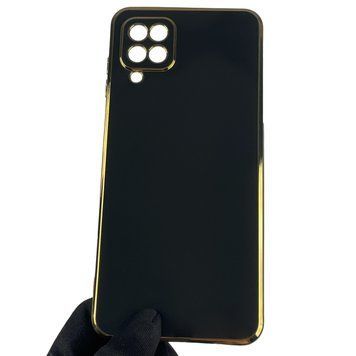 Чохол для Samsung Galaxy A12 SM-A127F із золотою окантовкою із захистом камери на самсунг а12 чорний 0008229 фото