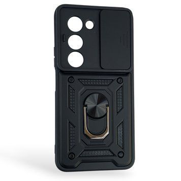 Чехол противоударный для Xiaomi Redmi 15 4G EU / UA с магнитной пластиной со шторкой на камере черный 0051057 фото