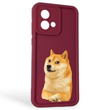 Чехол силиконовый Soft Touch с 3D принтом мема сибу для Motorola Moto G84 (PAYM0011RS) бордовый (Полная защита камеры) 0048039 фото