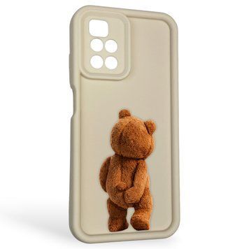 Чехол силиконовый оригинальный Soft Touch с 3D принтом смешного теда мишки для Xiaomi Redmi 10 молочный (Полная защита камеры) 0048822 фото