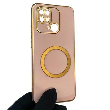 Чехол для Xiaomi POCO C40 с кольцом MagSafe с золотой окантовкой на сяоми поко с40 пудровый gs1 0022944 фото