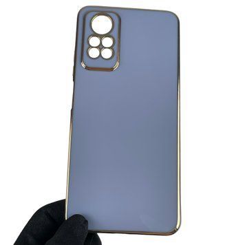 Чехол для Xiaomi Redmi Note 11 Pro (4G) с золотой окантовкой с защитой камеры на сяоми редми нот 11 про синий 0008258 фото