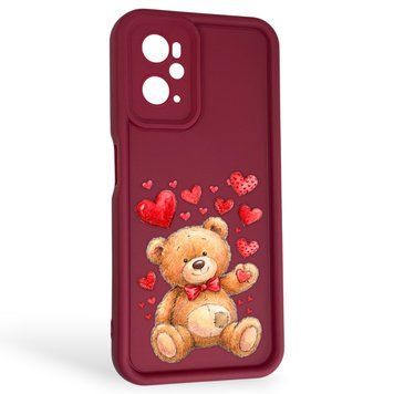 Чехол силиконовый Soft Touch с 3D принтом милый мишка для OPPO A36 бордовый (Полная защита камеры) 0045056 фото
