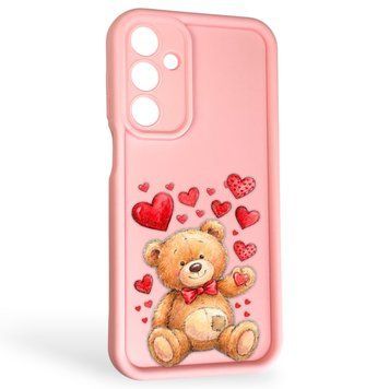 Чехол силиконовый Soft Touch с 3D принтом милый мишка для Samsung Galaxy A16 (SM-A165) розовый (Полная защита камеры) 0044785 фото