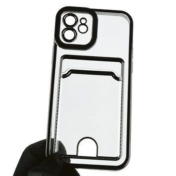 Чохол для Apple iPhone 12 із чорною окантовкою з кишенькою для карток на айфон 12 чорний 0012994 фото
