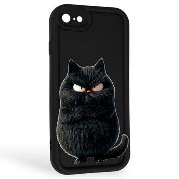 Чохол силіконовий Soft Touch з 3D принтом злого кота для Apple iPhone 8 чорний (Повний захист камери) 0047228 фото