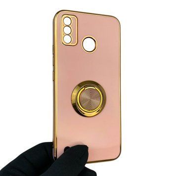 Чехол для Tecno Spark 6 Go KE5 с кольцом-подставкой с золотой окантовкой на техно спарк 6 го пудровый gs1 0020715 фото