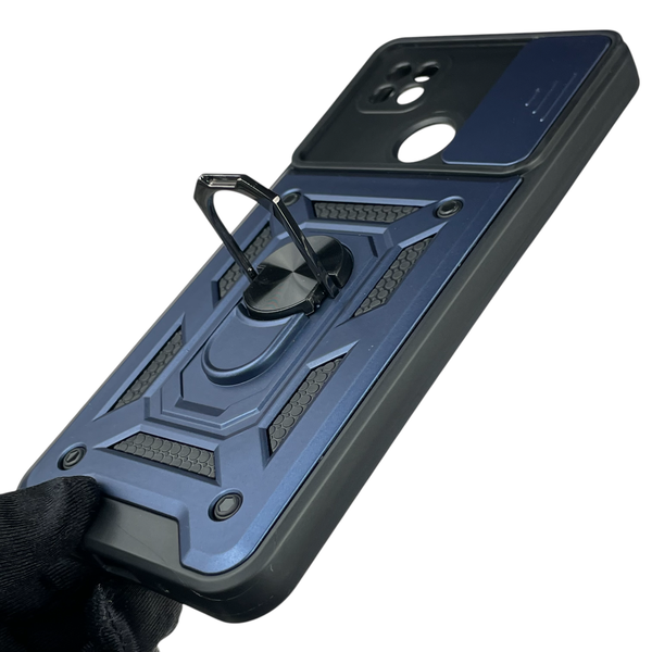 Чохол для Xiaomi Redmi 9C броньований з кільцем-тримачем підставкою зі шторкою на сяомі редмі 9с темно-синій rg1 0015951 фото