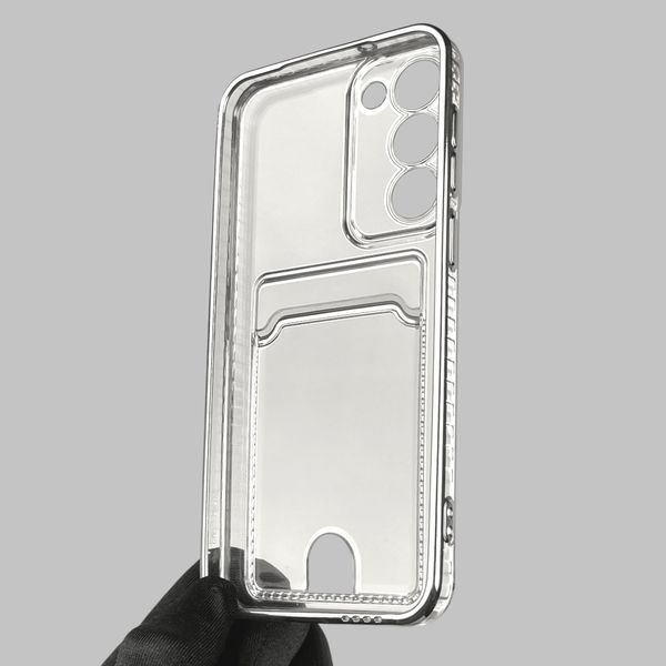 Чехол для Samsung Galaxy S23 Plus (SM-S916B) с серебряной окантовкой с карманом на самсунг с23 плюс серебряный 0013107 фото