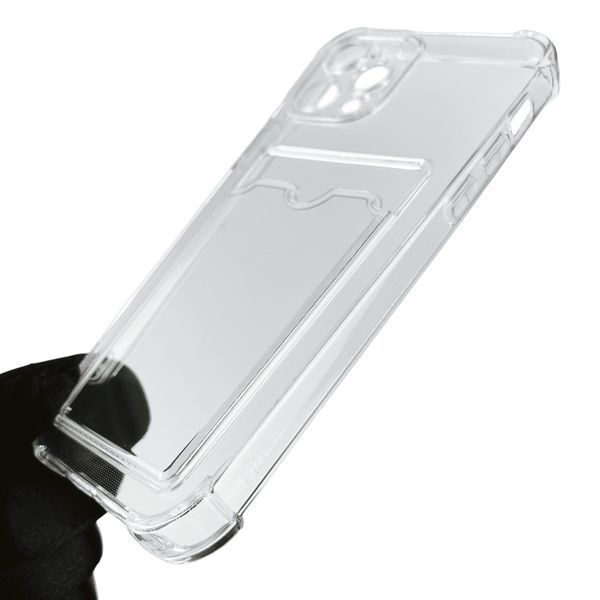 Чехол для Apple iPhone 12 Pro с бронь углами с карманом для визиток карточек k-pop на айфон 12 про прозрачный 0002179 фото