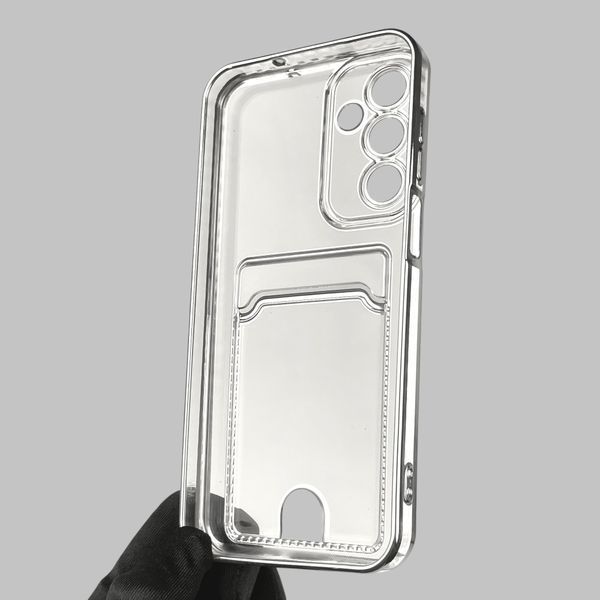 Чехол для Samsung Galaxy M35 (SM-M356B) с серебряной окантовкой с карманом на самсунг м35 серебряный 0013100 фото