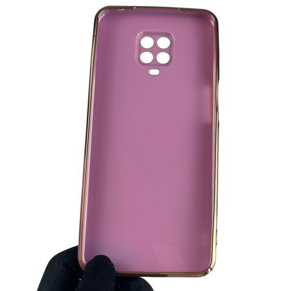 Чехол для Xiaomi Redmi Note 9 Pro с золотой окантовкой с защитой камеры на сяоми редми нот 9 про черничный 0008336 фото