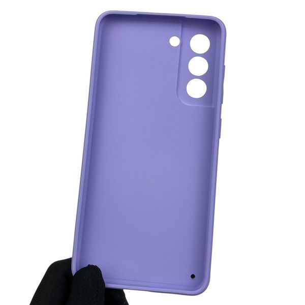 Чехол для Samsung Galaxy S21 FE SM-G990B кожаный с золотой окантовкой на самсунг с21 фе сиреневый 0001397 фото