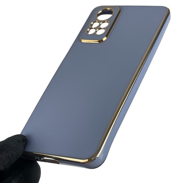 Чехол для Xiaomi Redmi Note 11 Pro (4G) с золотой окантовкой с защитой камеры на сяоми редми нот 11 про синий 0008258 фото