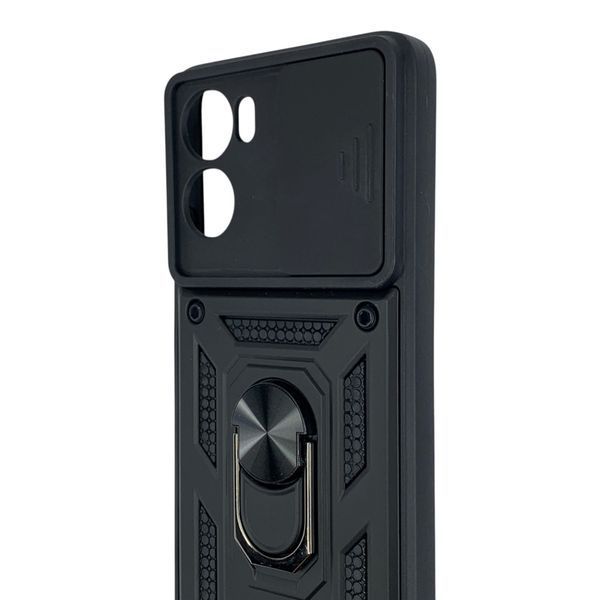 Чохол протиударний для Motorola G06 Power з магнітною пластиною зі шторкою на камері чорний 0050947 фото