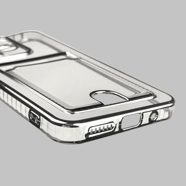 Чохол для Xiaomi POCO M6 4G зі срібною окантовкою з кишенькою для карток на сяомі поко м6 срібний 0013227 фото