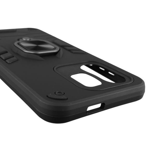 Чехол для телефона Infinix Smart 9 бронированный с магнитным кольцом-держателем на инфиникс смарт 9 чёрный 0025629 фото