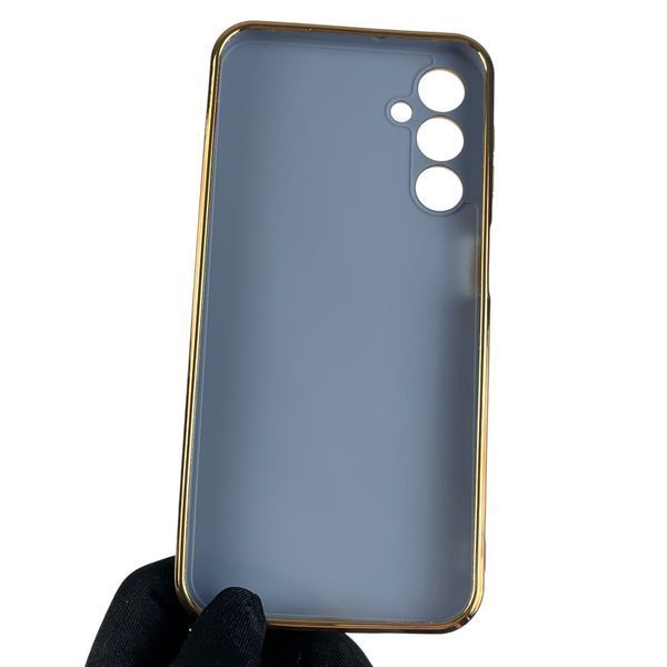 Чехол для Samsung Galaxy A24 SM-A245F глянцевый с золотой окантовкой с защитой камеры на самсунг а24 синий 0000032 фото