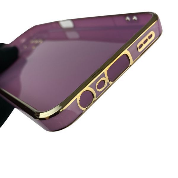 Чохол для OPPO A52 з кільцем-підставкою із золотою окантовкою на оппо а52 чорничний gs1 0020442 фото