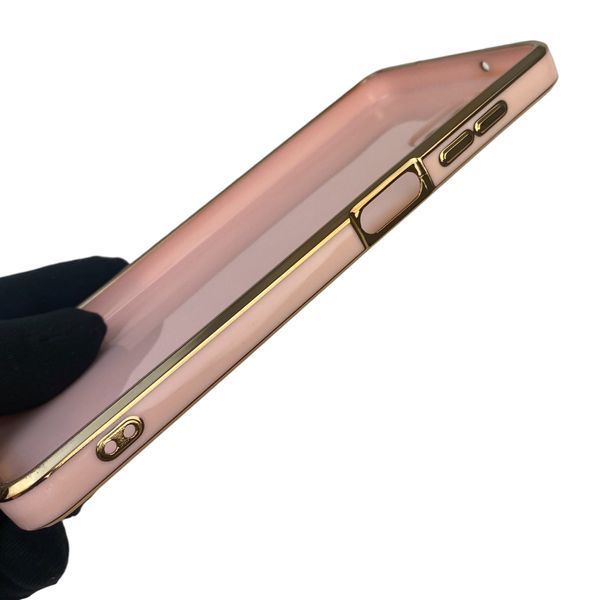 Чохол для Samsung Galaxy A12 (SM-A127F) з кільцем-підставкою із золотою окантовкою на самсунг а12 пудровий gs1 0020568 фото