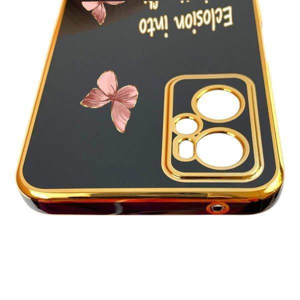 Чехол для OPPO A96 (4G) с принтом золотые бабочки с защитой камеры с золотой окантовкой 0059429 фото