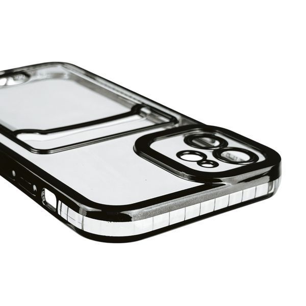 Чохол для Apple iPhone 12 із чорною окантовкою з кишенькою для карток на айфон 12 чорний 0012994 фото