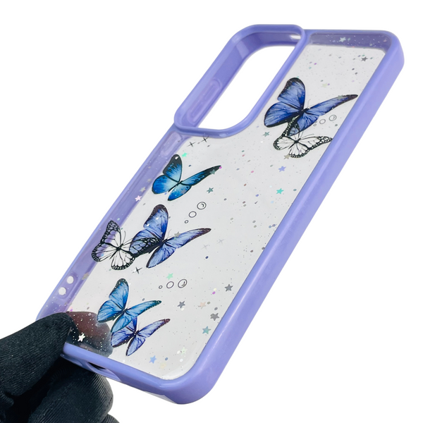 Чехол для Samsung Galaxy S25 Plus (SM-S936B) с блёстками с бабочками на самсунг с25 плюс сиреневый 0037874 фото