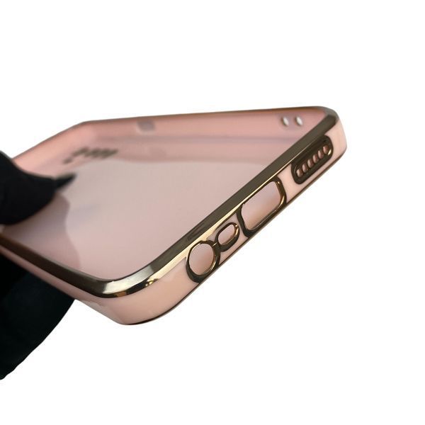 Чохол для Realme C3 глянцевий з кільцем MagSafe із золотою окантовкою на реалмі с3 пудровий gs1 0022774 фото