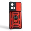 Чехол со шторкой камеры для Motorola Edge 50 Fusion красный (армированный, кольцо-держатель)