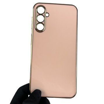Чехол для Samsung Galaxy A24 SM-A245F глянцевый с золотой окантовкой с защитой камеры на самсунг а24 пудровый 0000033 фото