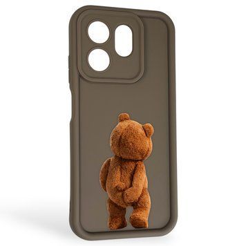 Чехол силиконовый Soft Touch с 3D принтом смешного теда мишки для Infinix Smart 9 коричневый (Полная защита камеры) 0049126 фото