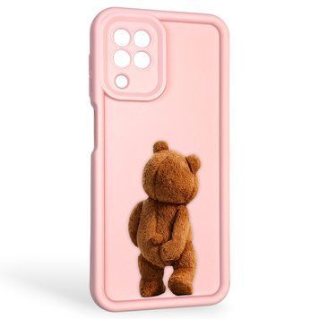 Чехол силиконовый оригинальный Soft Touch с 3D принтом смешного теда мишки для Samsung Galaxy A22 4G (SM-A225F) пудровый (Полная защита камеры) 0048622 фото