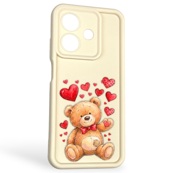 Чехол силиконовый оригинальный Soft Touch с 3D принтом милый мишка для Oppo A3 молочный (Полная защита камеры) 0043238 фото