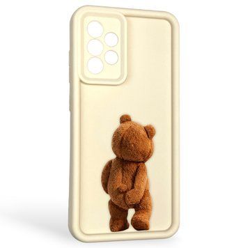 Чохол силіконовий оригінальний Soft Touch з 3D принтом кумедний тед ведмідик для Samsung Galaxy A52 4G (SM-A525) молочний (Повний захист камери) 0048723 фото