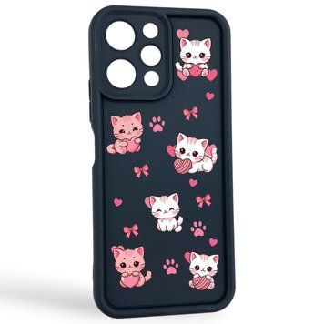 Чохол силіконовий Soft Touch з 3D принтом милі кошенята з лапками для Xiaomi Redmi 12 4G Чорний (Повний захист камери) 0059630 фото