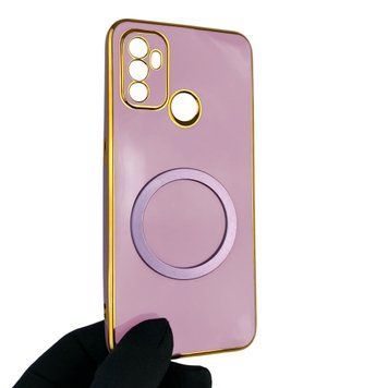 Чехол для OPPO A32 с кольцом MagSafe с золотой окантовкой на оппо а32 черничный gs1 0021869 фото