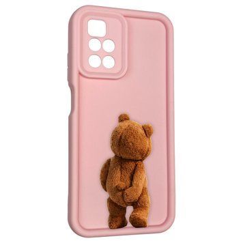 Чехол силиконовый оригинальный Soft Touch с 3D принтом смешного теда мишки для Xiaomi Redmi 10 розовый (Полная защита камеры) 0048823 фото