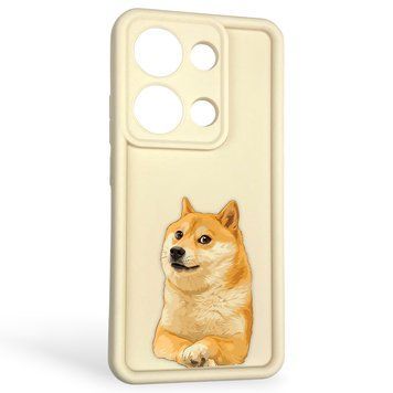 Чехол силиконовый оригинальный Soft Touch с 3D принтом мема сибу для Xiaomi Poco M6 Pro 4G молочный (Полная защита камеры) 0047937 фото