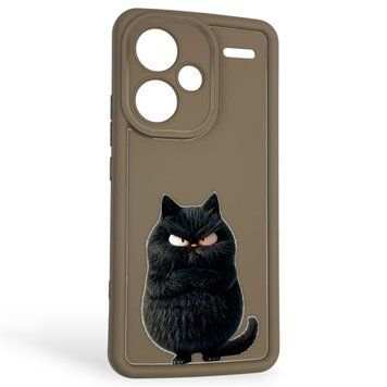 Чохол силіконовий оригінальний Soft Touch з 3D принтом злого кота для Xiaomi Redmi Note 13 Pro Plus 5G коричневий (Повний захист камери) 0046851 фото