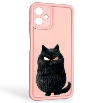 Чехол силиконовый оригинальный Soft Touch с 3D принтом злой котик для Samsung Galaxy A06 (SM-A065) розовый (Полная защита камеры) 0046350 фото