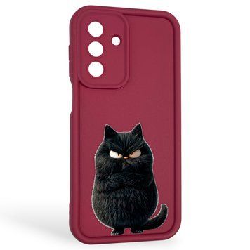 Чехол силиконовый оригинальный Soft Touch с 3D принтом злой котик для Samsung Galaxy A17 5G (SM-A175F) бордовый (Полная защита камеры) 0046400 фото