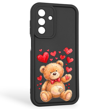 Чехол силиконовый оригинальный Soft Touch с 3D принтом милый мишка для Samsung Galaxy A26 (SM-A266) черный (Полная защита камеры) 0043454 фото