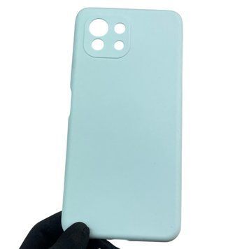 Чехол для Xiaomi Mi 11 Lite силиконовый с микрофиброй нескользящий на сяоми ми 11 лайт голубой 0032434 фото