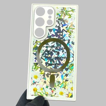Чохол для Samsung Galaxy S24 Ultra (SM-S928B) з 3д ефектом з магнітом магсейф блискучий на самсунг с24 ультра білий 0012016 фото