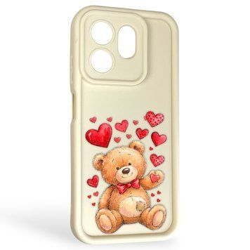 Чохол силіконовий Soft Touch з 3D принтом милий ведмедик для Infinix Smart 9 молочний (Повний захист камери) 0044731 фото