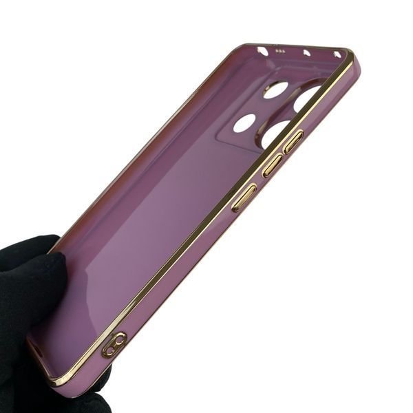 Чохол для Xiaomi Redmi Note 13 Pro 5G з кільцем MagSafe із золотою окантовкою на сяомі редмі нот 13 про чорничний gs1 0022651 фото