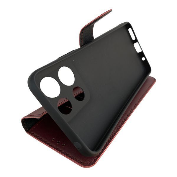 Чехол-книжка для Motorola Moto G15 бордовая (магнитная застёжка, отделение для карточек) 0073830 фото