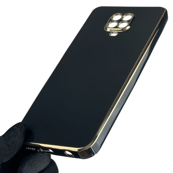 Чохол для Xiaomi Redmi Note 9 Pro глянсовий із золотою окантовкою із захистом камери на сяомі редмі нот 9 про 0008335 фото