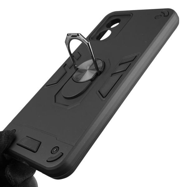 Чехол для телефона Motorola Moto E13 (PAXT0034) бронированный с кольцом-держателем на моторола е13 чёрный 0025630 фото